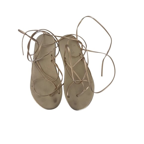 Ancient Greek Sandals Gold Strappy Lace-Up Sandals - Picture 3 of 8
